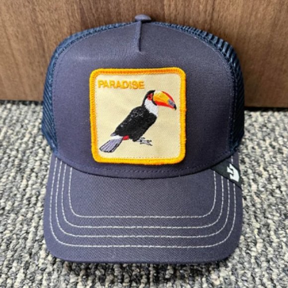 Goorin Animal The Farm Trucker Baseball Snapback Hat Cap Paradise Toucan Navy